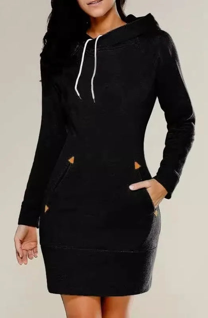 Robe sweat à capuche mi-longue pour femme