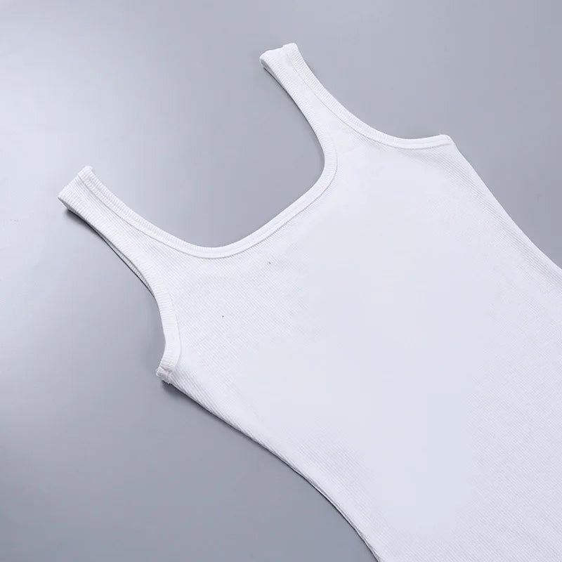 Robe Mini Femme Moulante Sans Manches à Imprimé Lettre