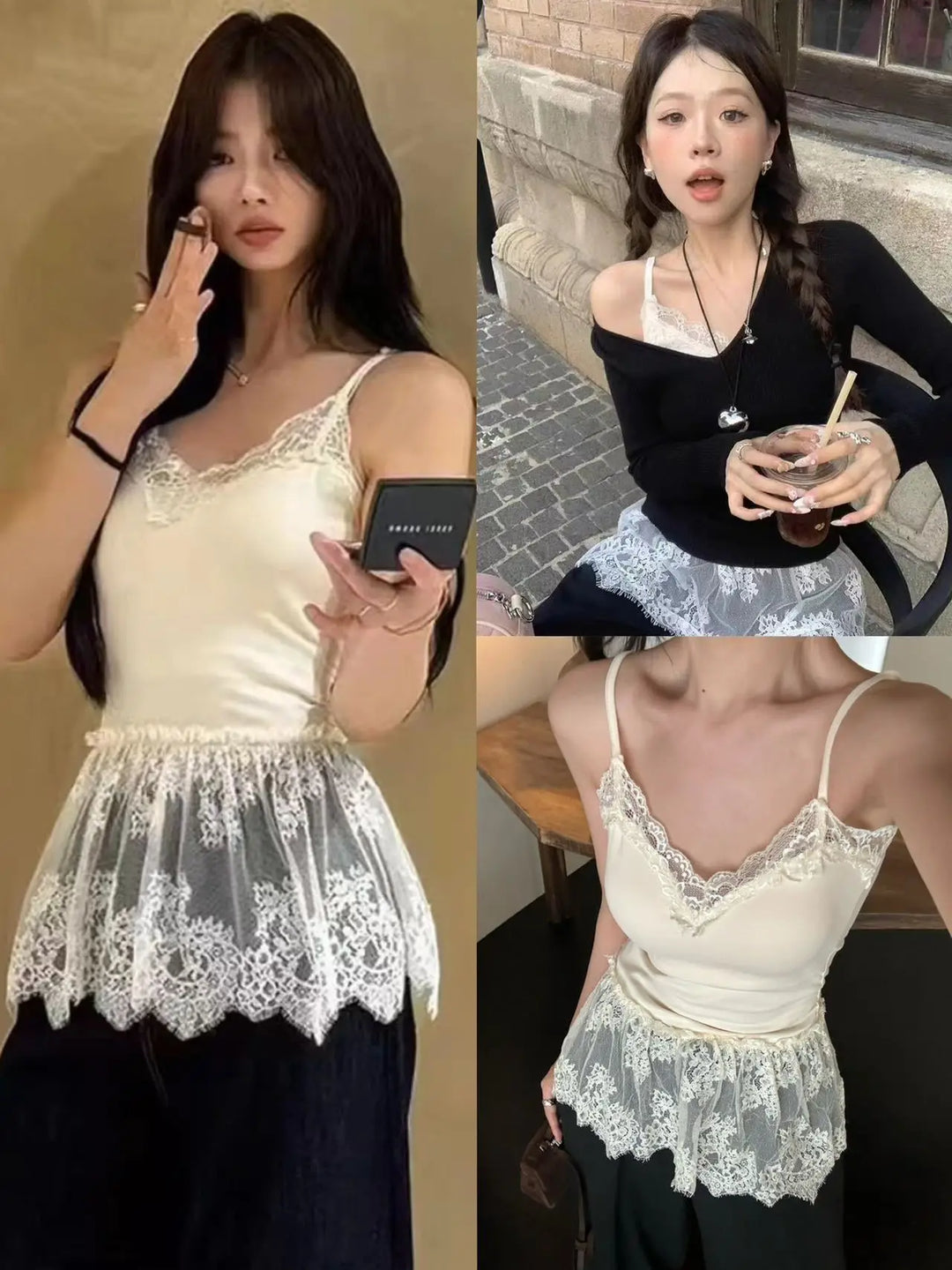 Top Court Femme en Dentelle avec Dos Nu