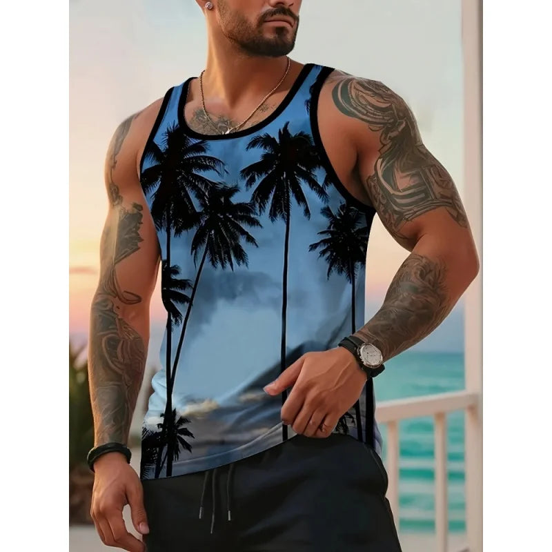 Débardeur Homme Imprimé Tropical