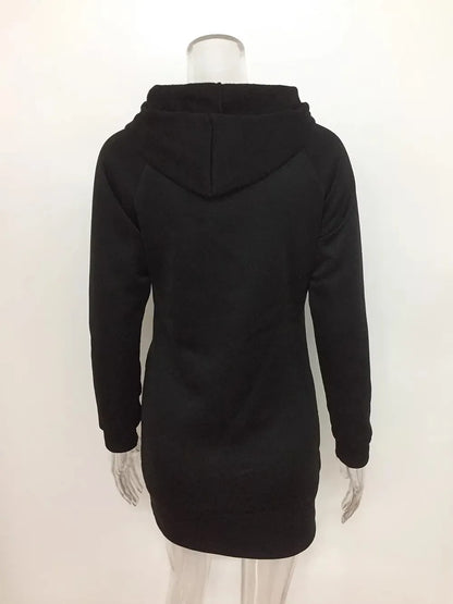 Robe sweat à capuche mi-longue pour femme