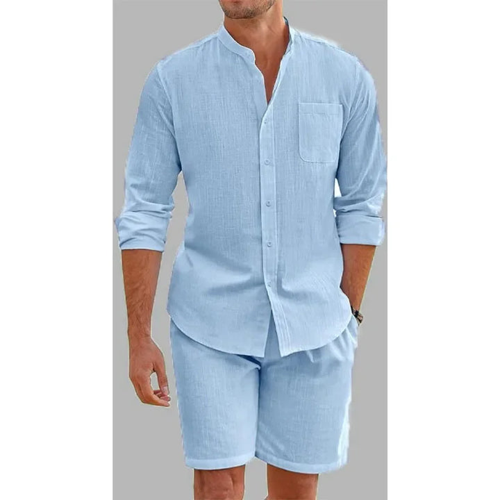Ensemble Homme Chemise & Short Lin Coton Respirant
