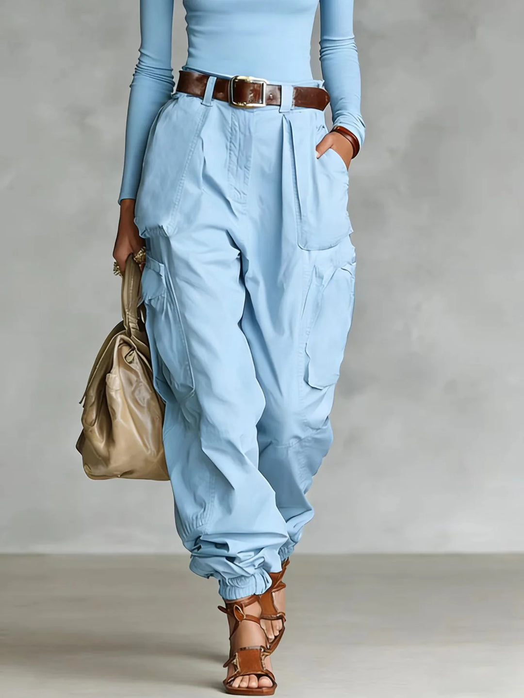 Pantalon Cargo Femme Taille Haute Style Vintage