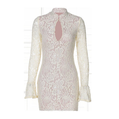 Robe en maille avec empiècements en tulle