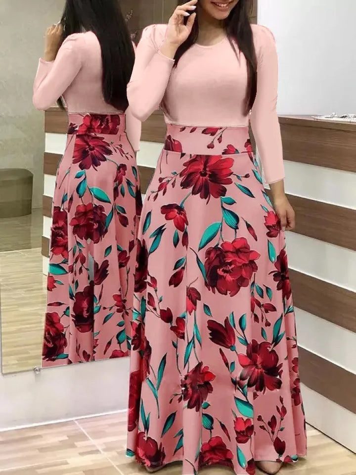 Robe Fleurie Femme Élégante à Manches Courtes