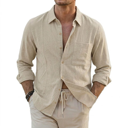 Chemise décontractée à manches longues en lin