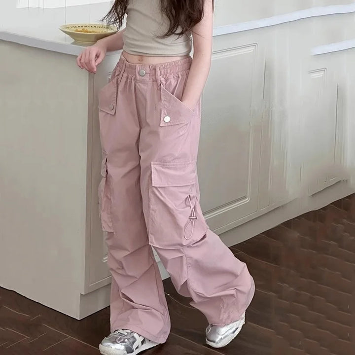 Pantalon Cargo Fille Décontracté Coupe Ample