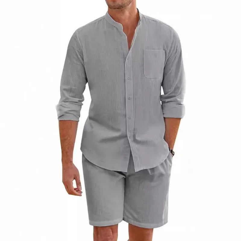 Ensemble Homme Chemise & Short Lin Coton Respirant
