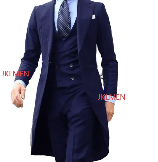 Suit Homme 3 Pièces Bleu Royal à Queue-de-Pie
