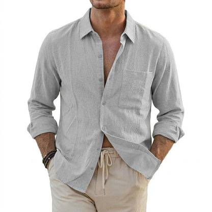 Chemise décontractée à manches longues en lin