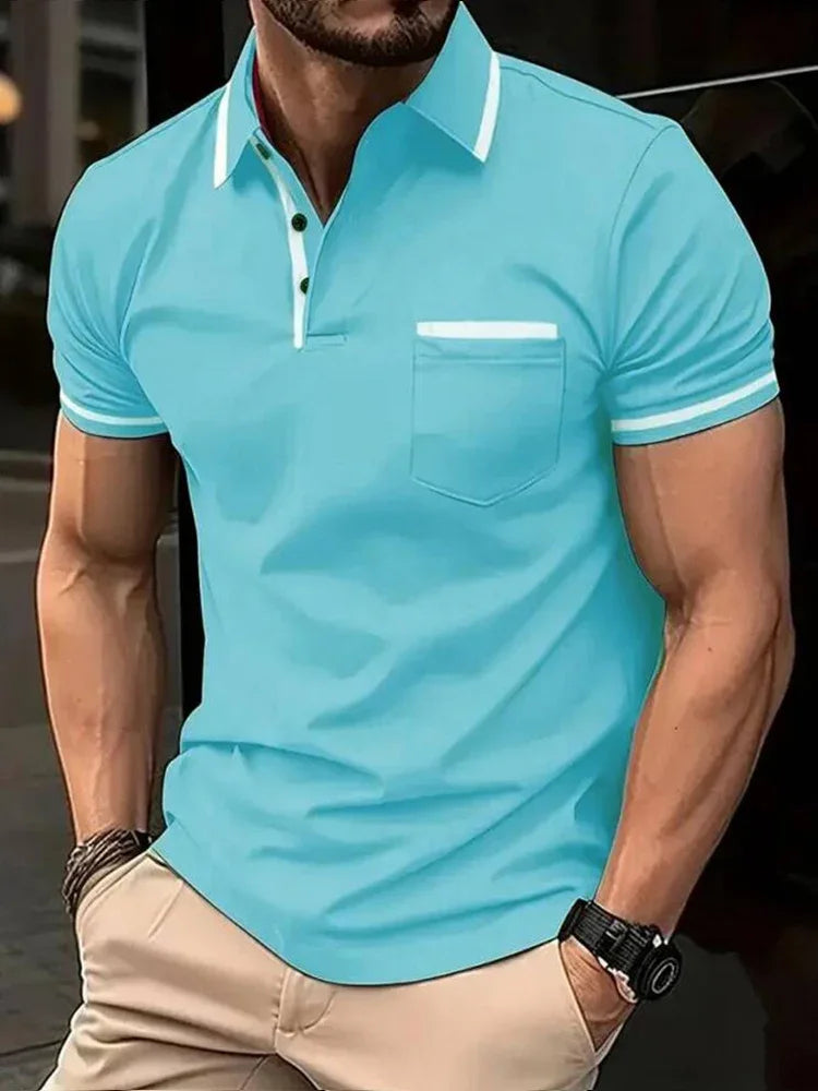 Polo Homme Uni à Manches Courtes