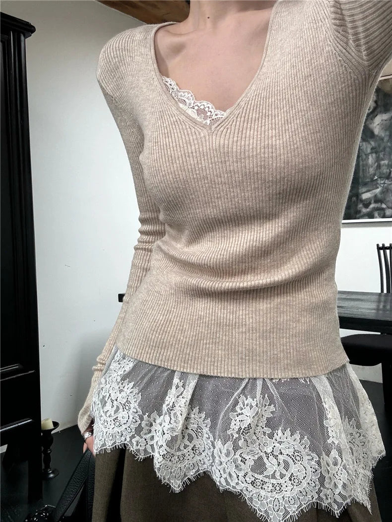 Top Court Femme en Dentelle avec Dos Nu