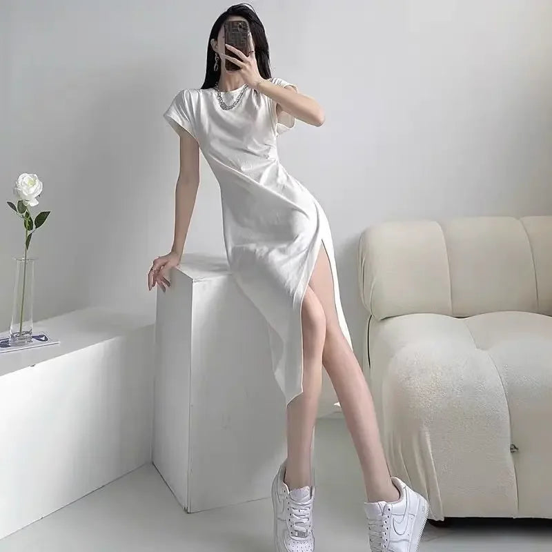 Robe midi blanche pour femme