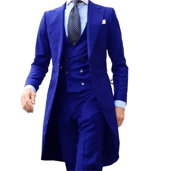 Suit Homme 3 Pièces Bleu Royal à Queue-de-Pie