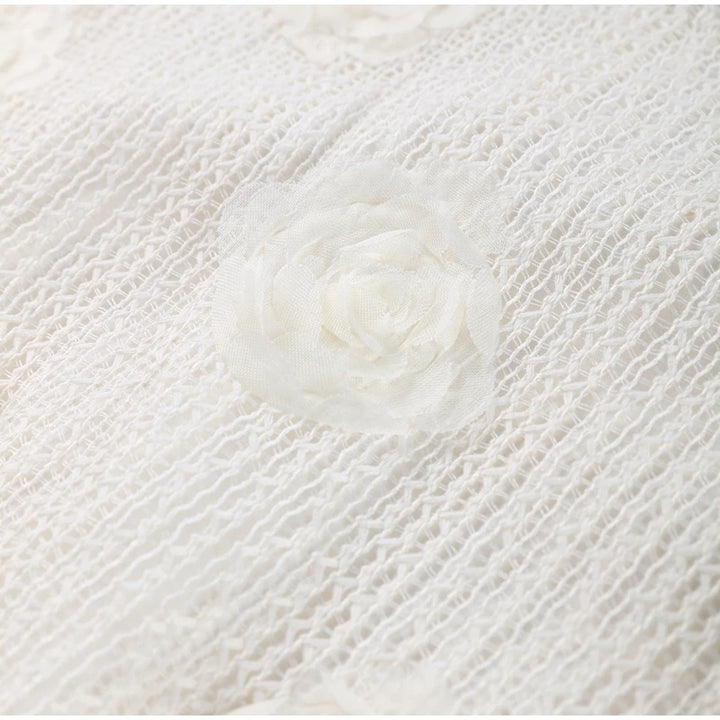 Ensemble Femme Élégant – Haut à Fleurs 3D et Jupe Longue