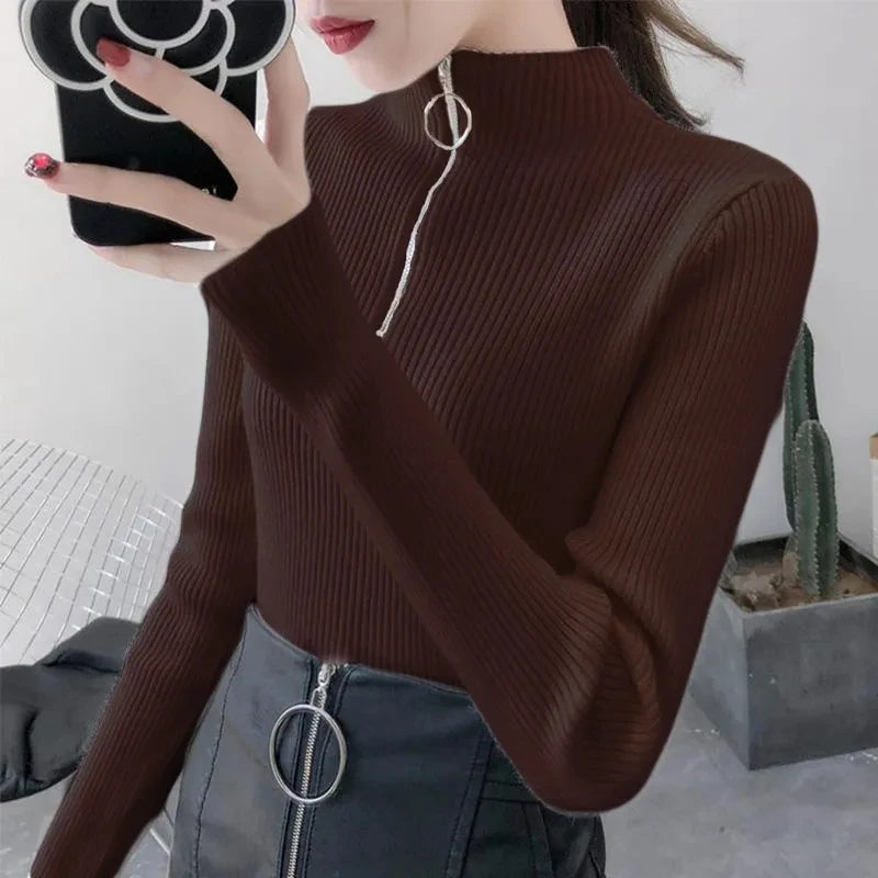 Pull Femme Col Zippé Élégance