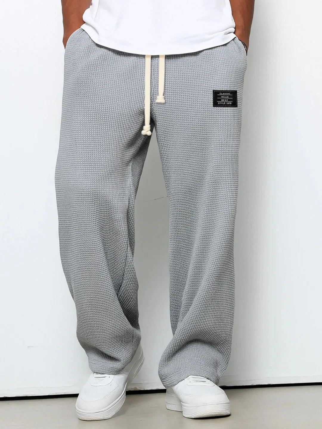 Pantalon Homme Décontracté Coupe Large à Taille Élastique