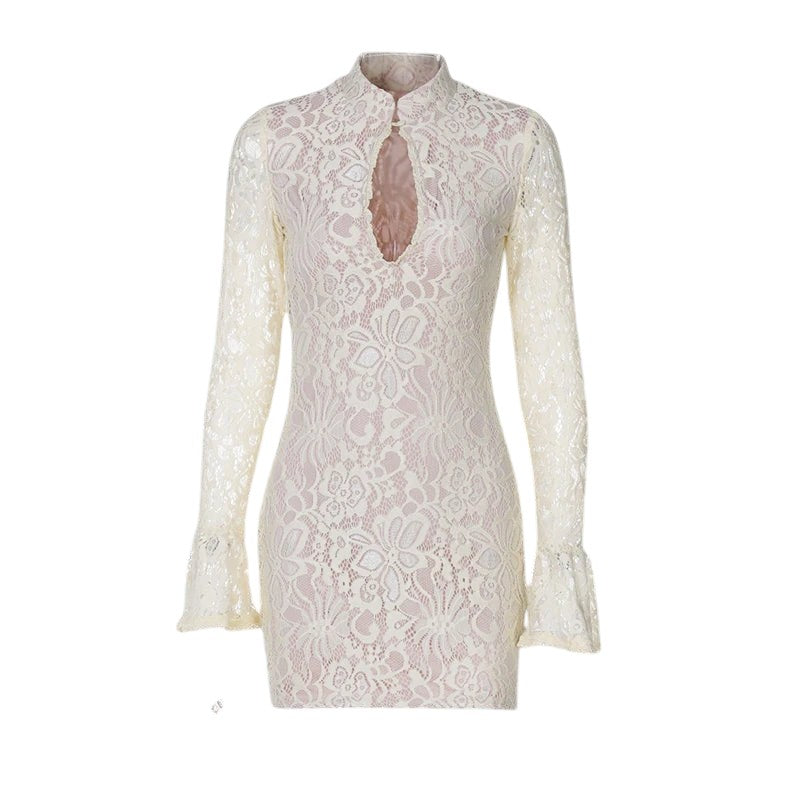 Robe en maille avec empiècements en tulle