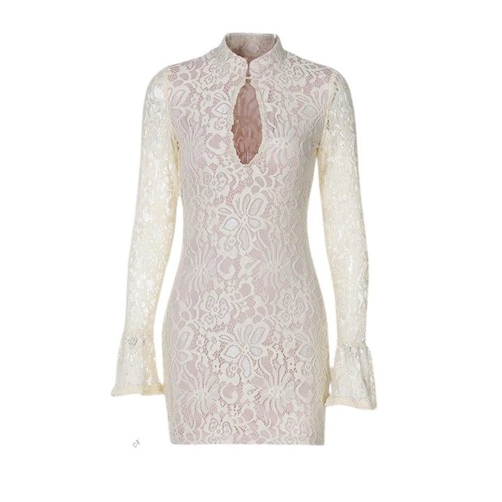 Robe en maille avec empiècements en tulle