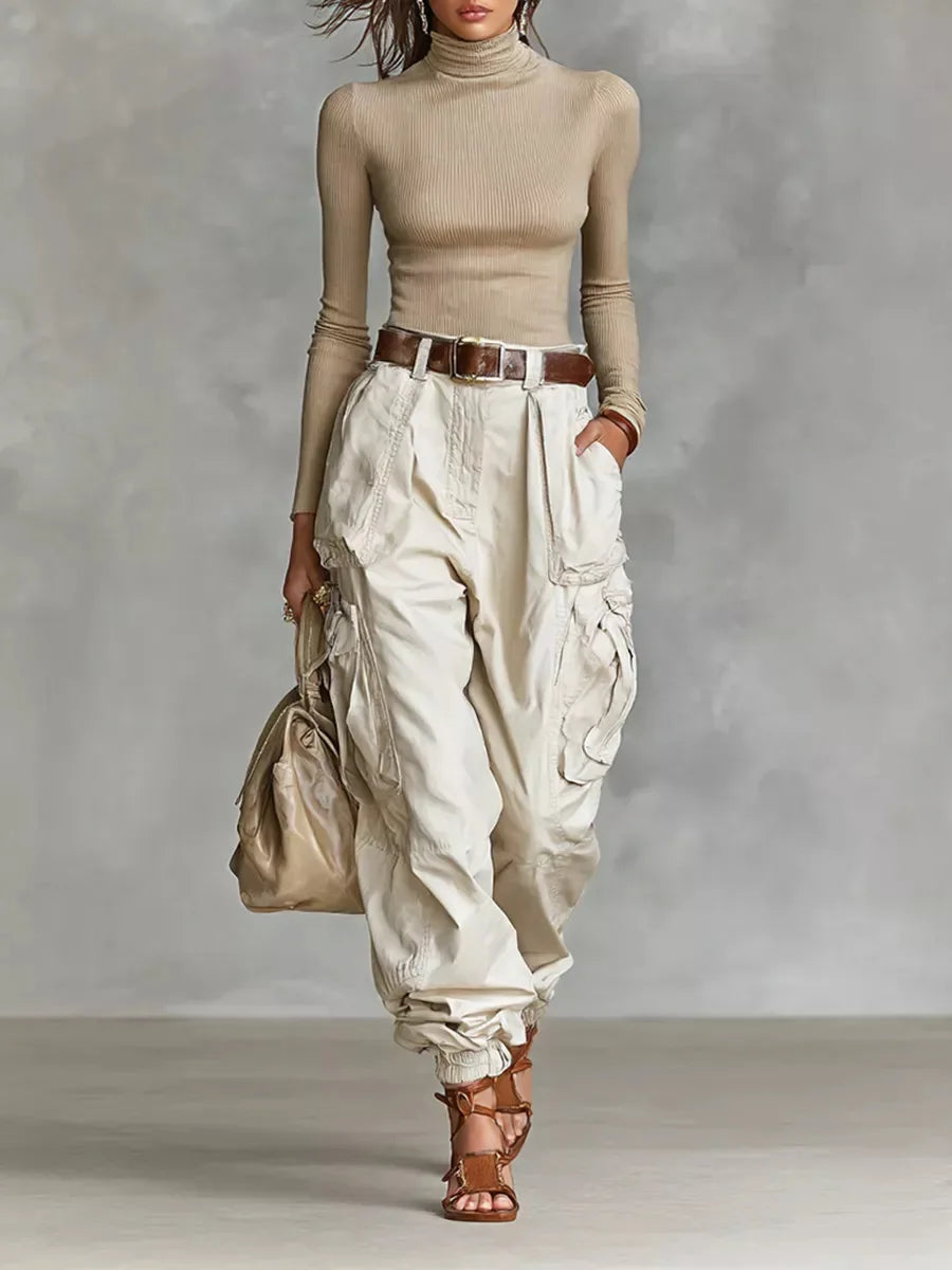 Pantalon Cargo Femme Taille Haute Style Vintage