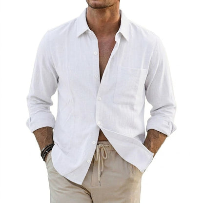 Chemise décontractée à manches longues en lin