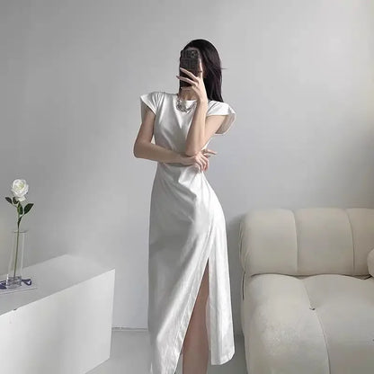 Robe midi blanche pour femme