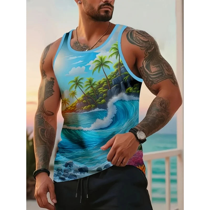 Débardeur Homme Imprimé Tropical