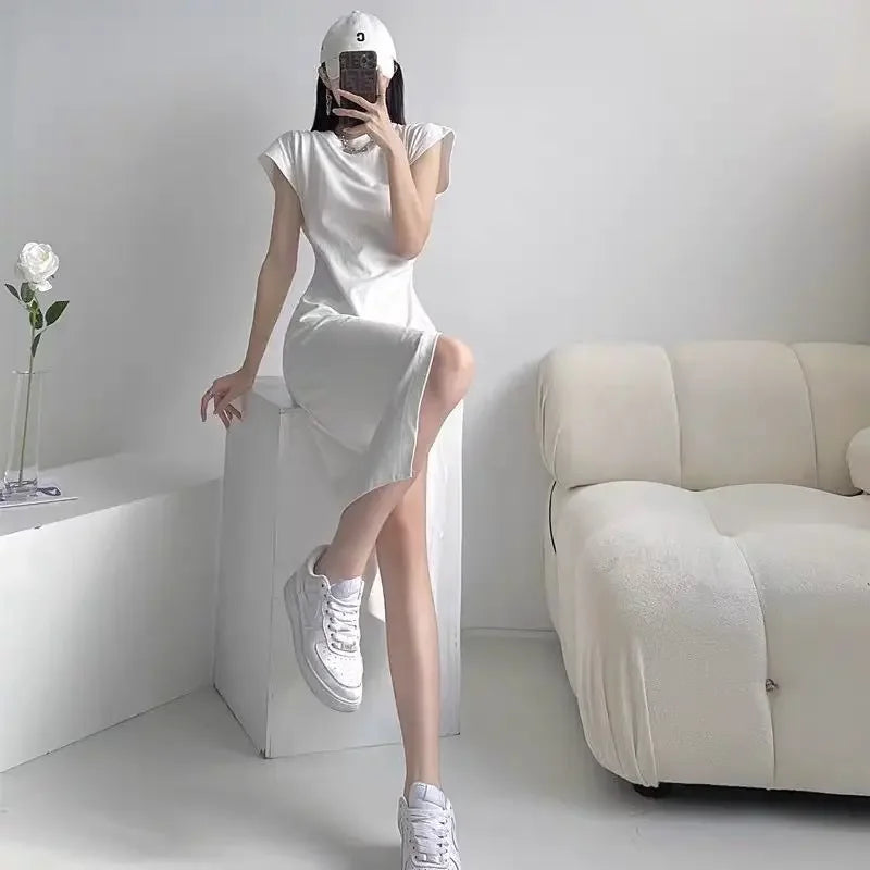 Robe midi blanche pour femme