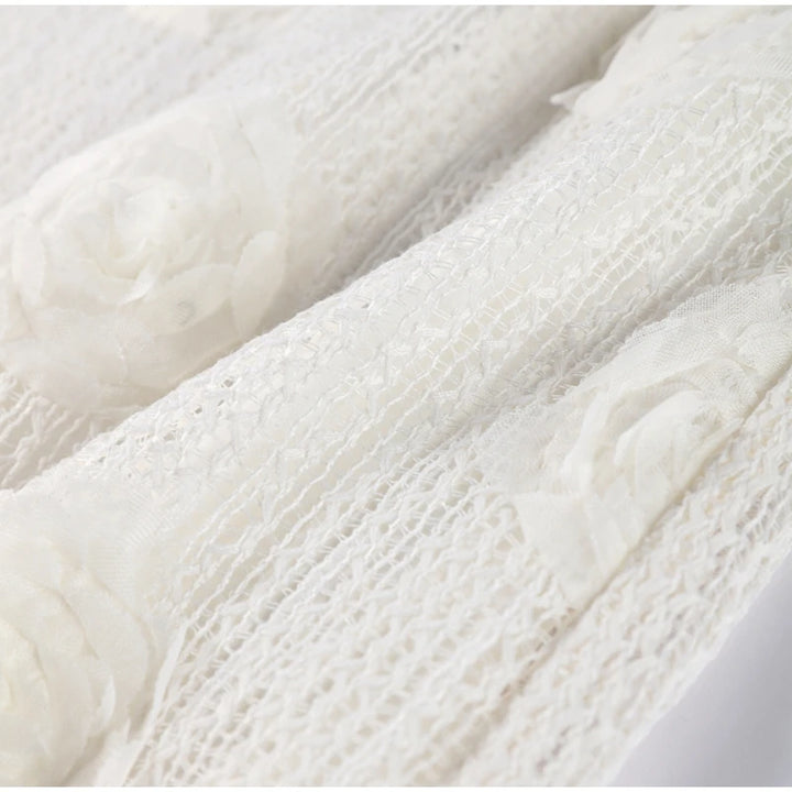 Ensemble Femme Élégant – Haut à Fleurs 3D et Jupe Longue