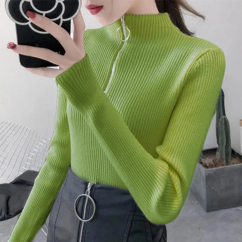 Pull Femme Col Zippé Élégance