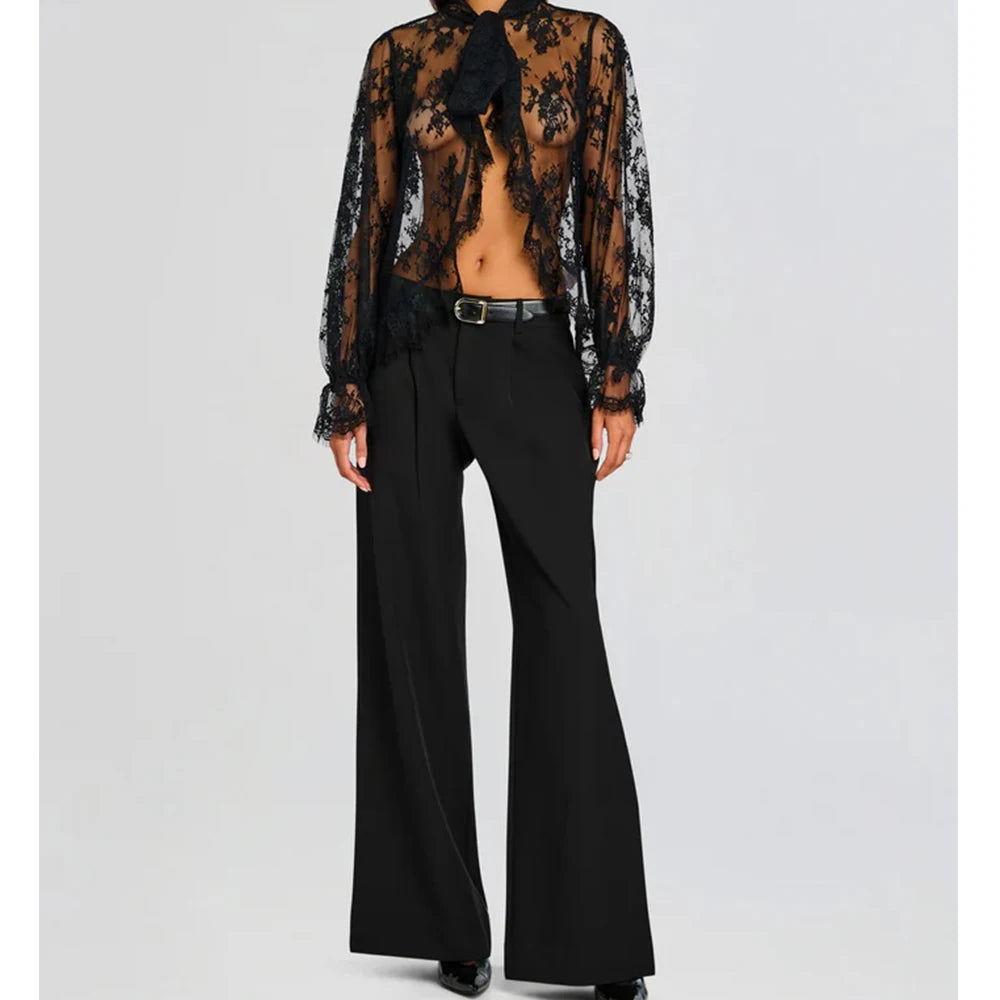 Blouse Femme Gothique Transparente Dentelle