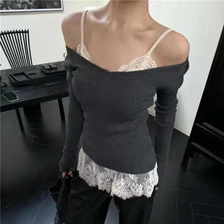 Top Court Femme en Dentelle avec Dos Nu
