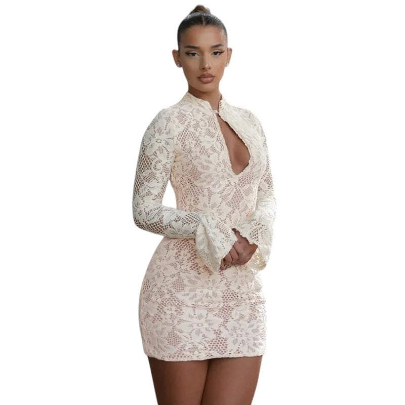 Robe en maille avec empiècements en tulle