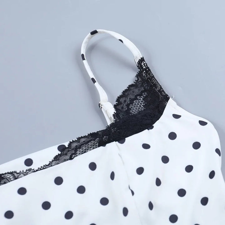 Débardeur Y2K à Dentelle et Pois