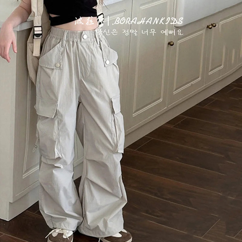 Pantalon Cargo Fille Décontracté Coupe Ample