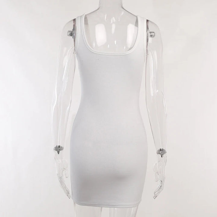 Robe Mini Femme Moulante Sans Manches à Imprimé Lettre