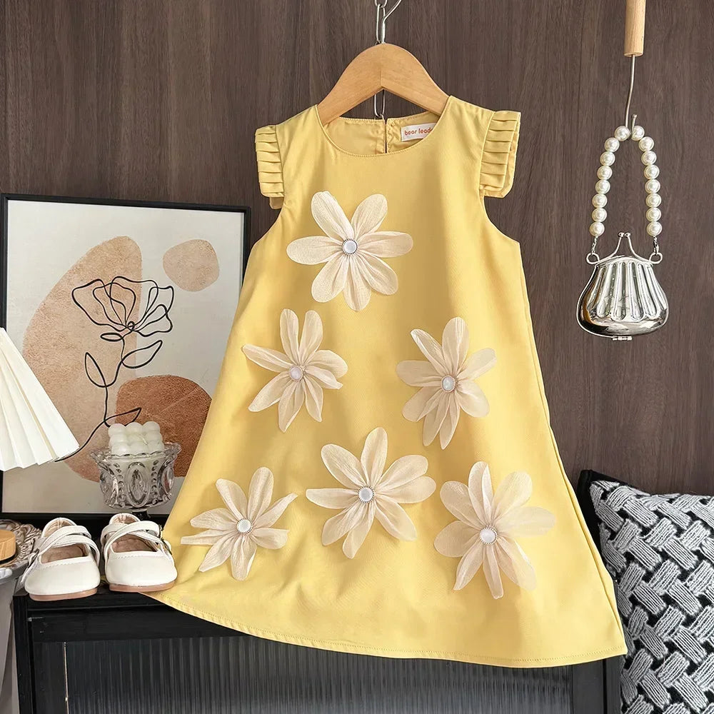 Robe Fille Fleurie Sans Manches Style Princesse