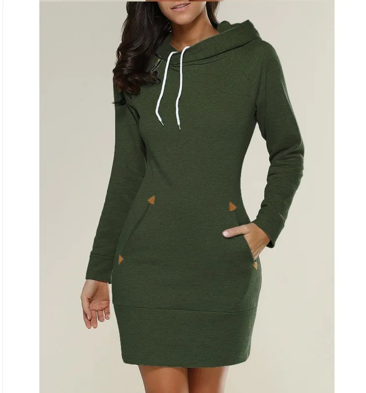 Robe sweat à capuche mi-longue pour femme