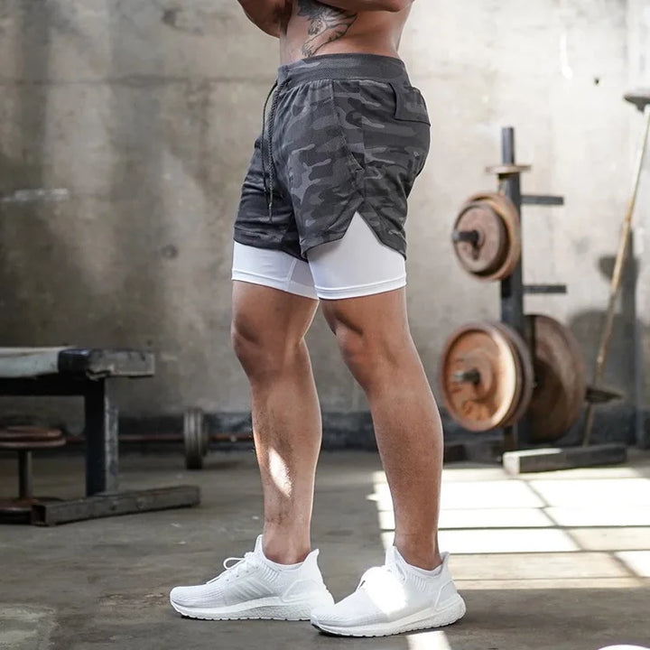 Shorts Homme 2-en-1 Camouflage Running