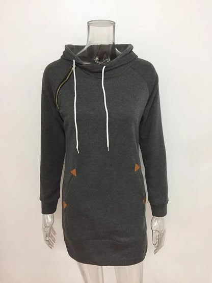 Robe sweat à capuche mi-longue pour femme