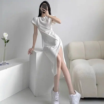 Robe midi blanche pour femme