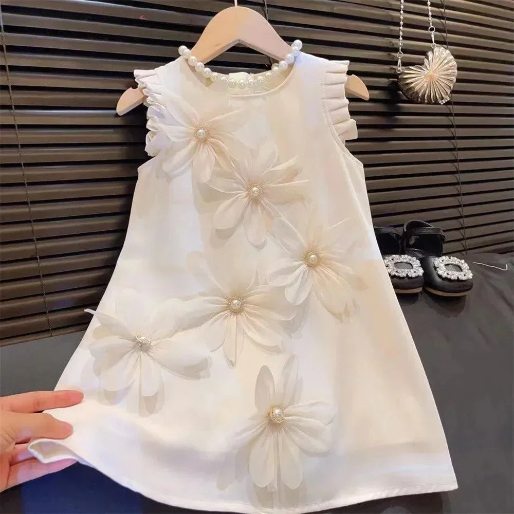 Robe Fille Fleurie Sans Manches Style Princesse