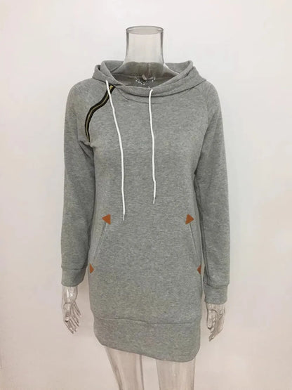 Robe sweat à capuche mi-longue pour femme