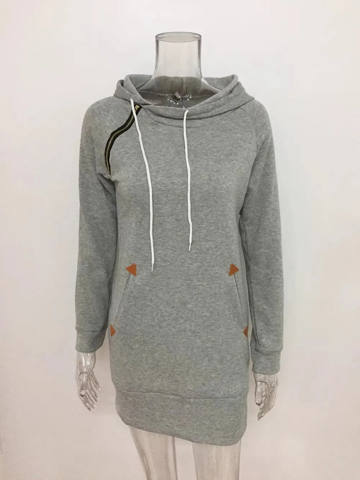 Robe sweat à capuche mi-longue pour femme