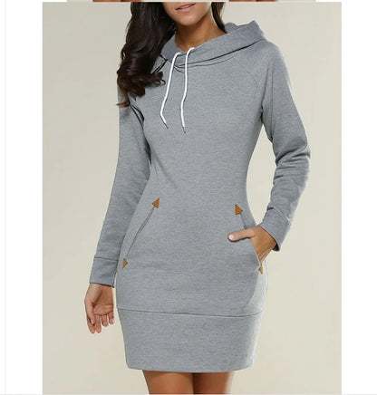 Robe sweat à capuche mi-longue pour femme