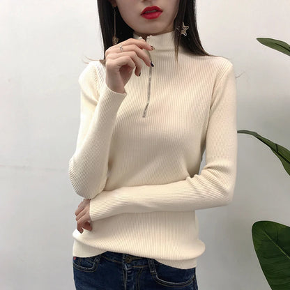 Pull Femme Col Zippé Élégance
