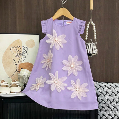 Robe Fille Fleurie Sans Manches Style Princesse