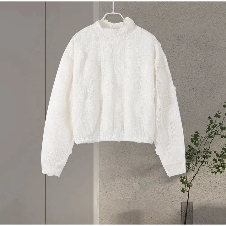 Ensemble Femme Élégant – Haut à Fleurs 3D et Jupe Longue