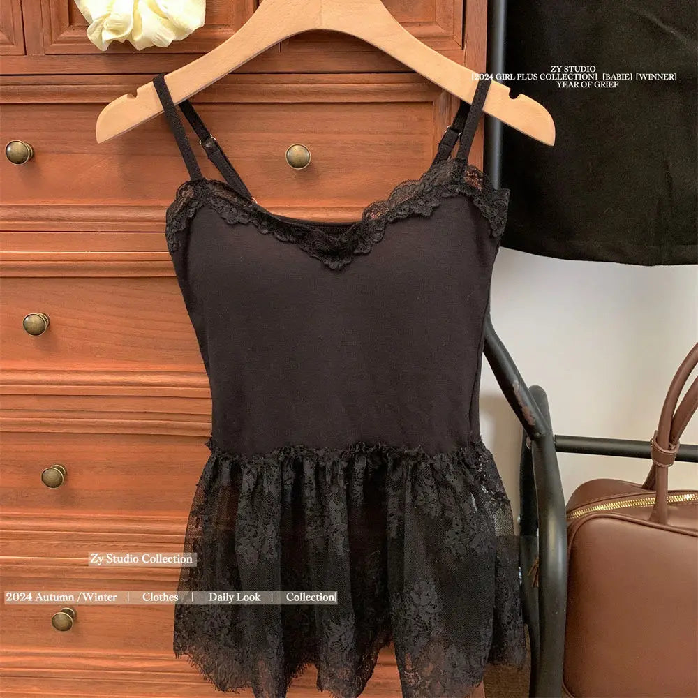 Top Court Femme en Dentelle avec Dos Nu