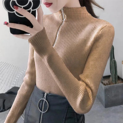 Pull Femme Col Zippé Élégance